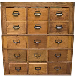 1930s Fifteen Drawer Oak Filing Cabinet