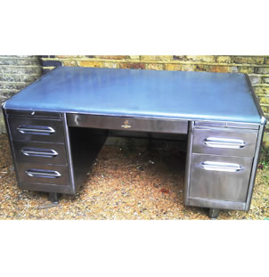 1950s Art Metal Double Pedestal Desk