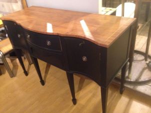 1950's Matt Black Sideboard with Mahogany Top