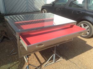 1950s Polished Steel Plans Chest Coffee Table