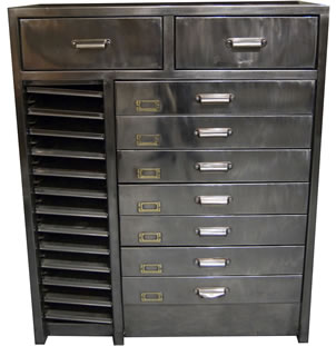 1950s Printers Cabinet