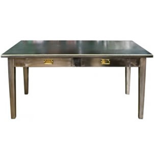 1950s Steel and Brass Desk/ Dining Table