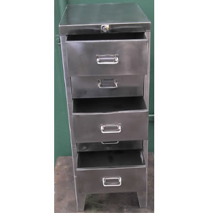 Vintage Polished 1960's 5 Drawer Cabinet