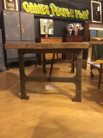 Cast iron and wood table