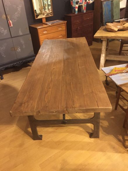 Cast iron and wood table