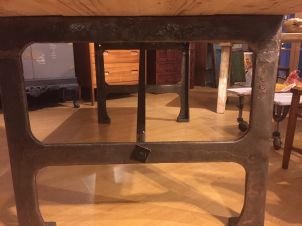 Cast iron and wood table