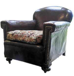 C.1920 English Dark Leather Club Chair