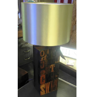 Hardwood Antique Print Blocks Table Lamp