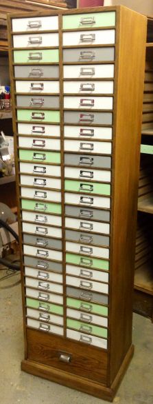 Oak and Metal 50 Drawer Haberdashery Cabinet