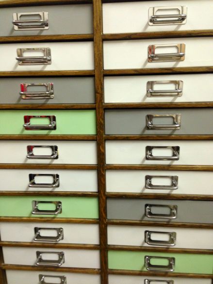 Oak and Metal 50 Drawer Haberdashery Cabinet