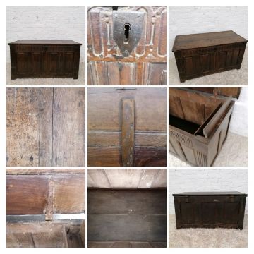 Antique Rustic Oak Coffer