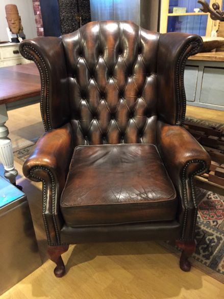 Pair of Wing Back Chesterfield Armchairs