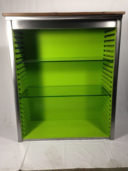 Polished Metal, Glass and Wood Bookcase