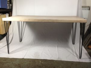 Reclaimed Limed Oak Table with Hairpin Legs