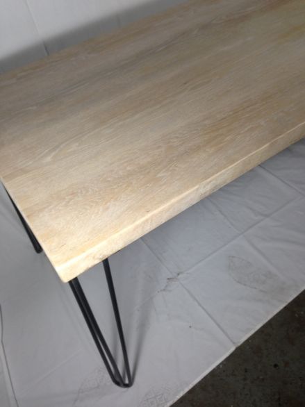 Reclaimed Limed Oak Table with Hairpin Legs