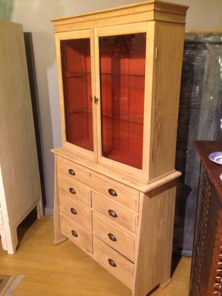 Stripped Oak Dresser with Moroccan Red Interior