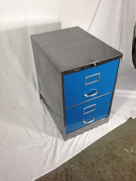 Two Drawer Blue Steel Filing Cabinet