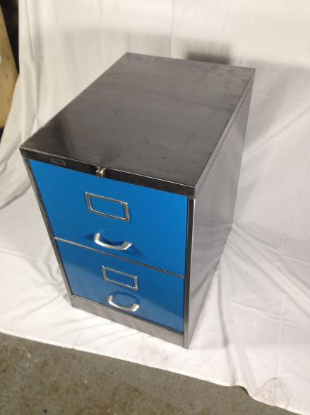 Two Drawer Blue Steel Filing Cabinet