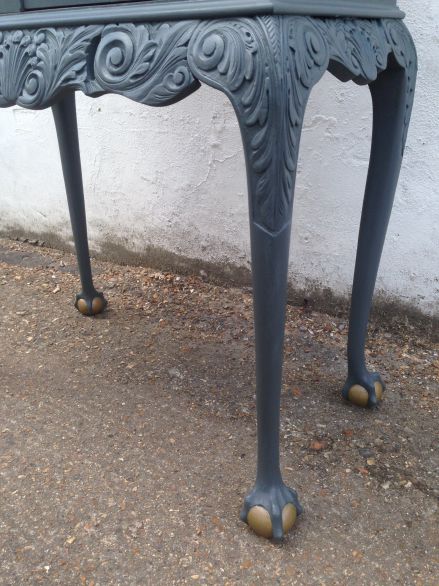 Vintage Grey and Red Cocktail Cabinet with Elephant Head Handles