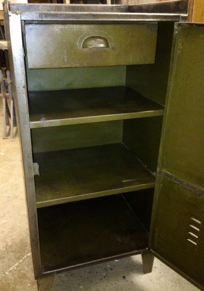 Vintage Industrial Metal Locker with Drawer