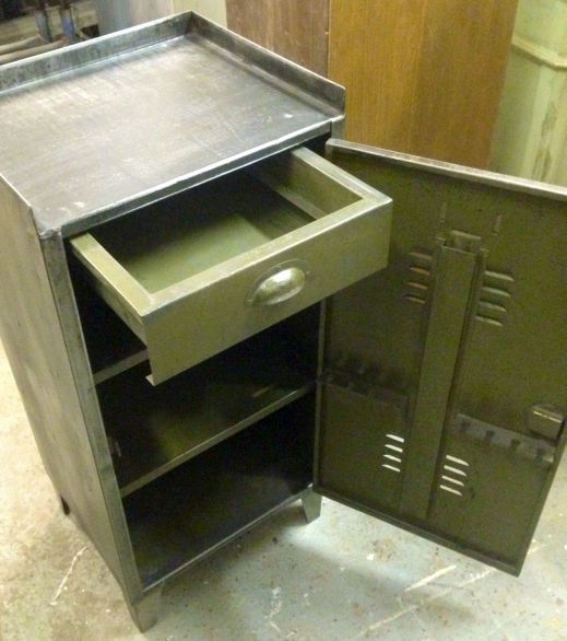 Vintage Industrial Metal Locker with Drawer