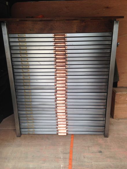 Vintage Industrial Polished Printers Drawers with Reclaimed Wood Top