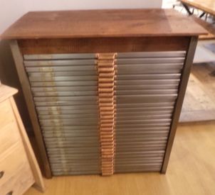 Vintage Industrial Polished Printers Drawers with Reclaimed Wood Top