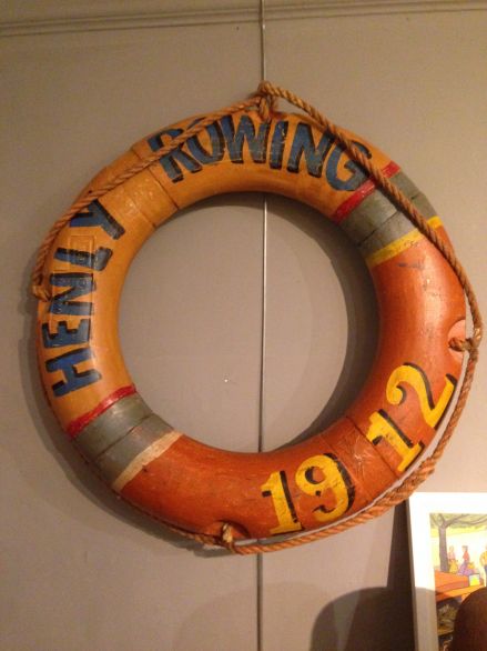 Vintage Painted Life Ring with Rowing Club Decals
